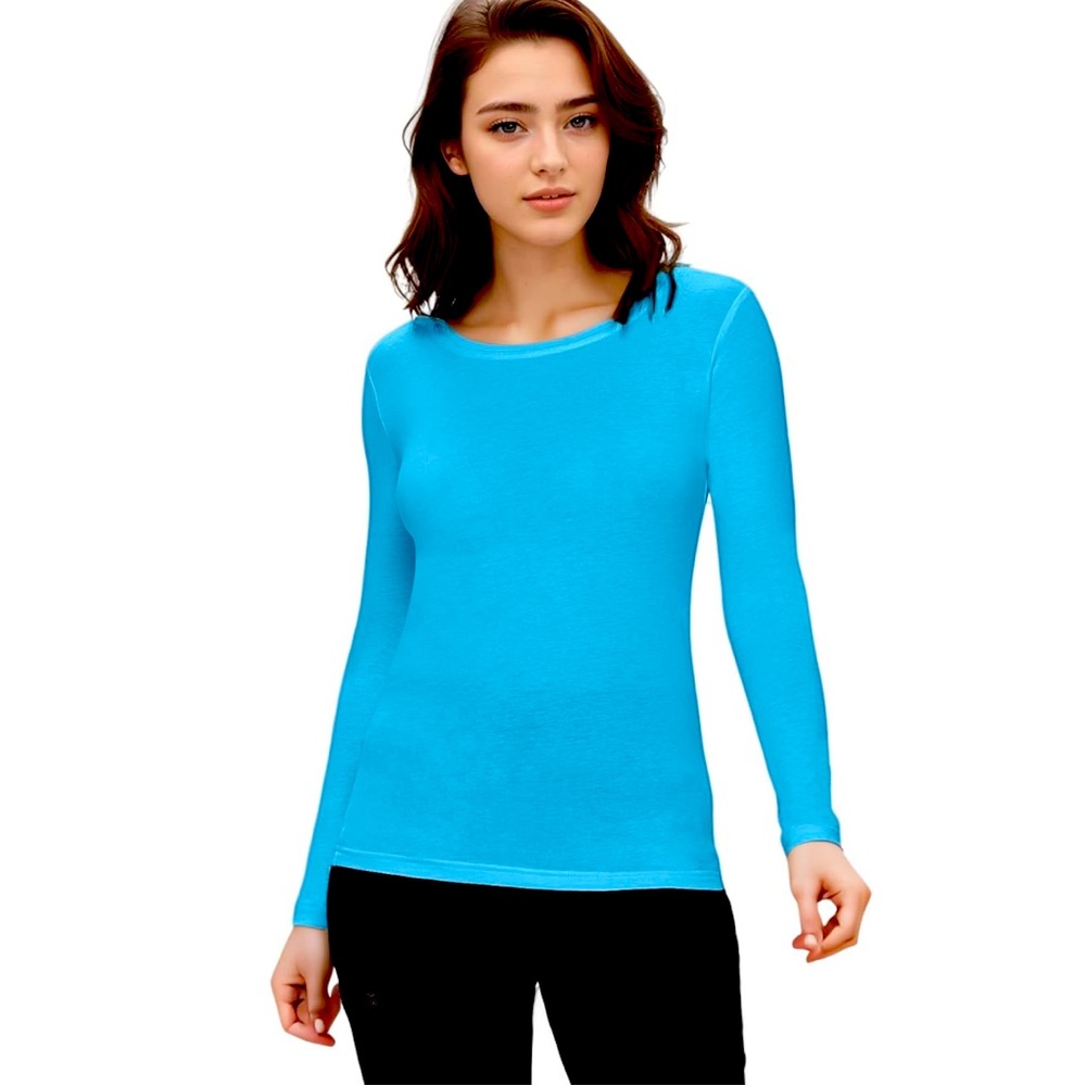 NWOT Natural Uniforms Women's Under Scrub Crew Neck Long Sleeve blue T-Shirt XL